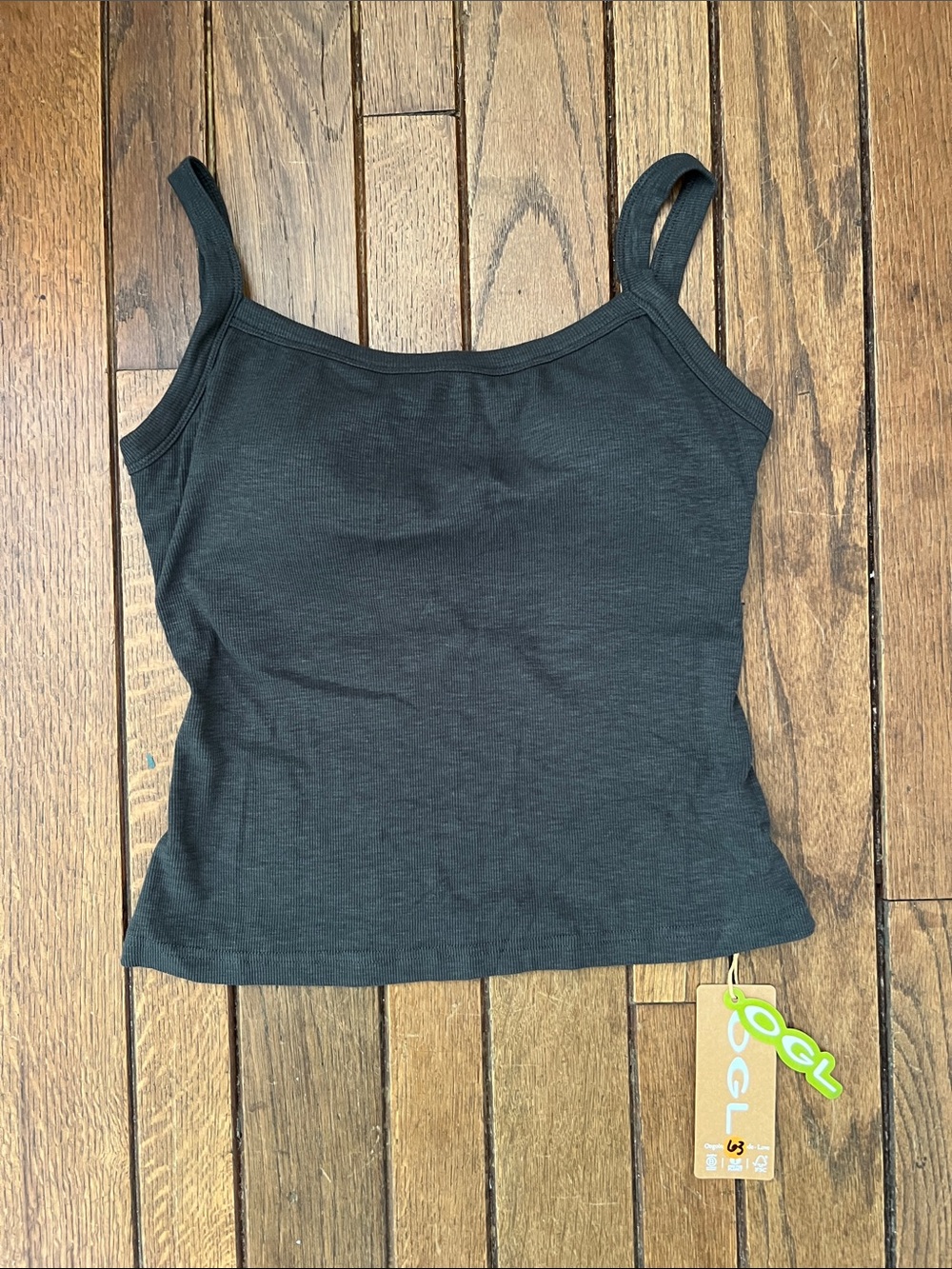 OGL Charcoal Gray Ribbed Brami Built In Bra Tank Top Size Medium NWT